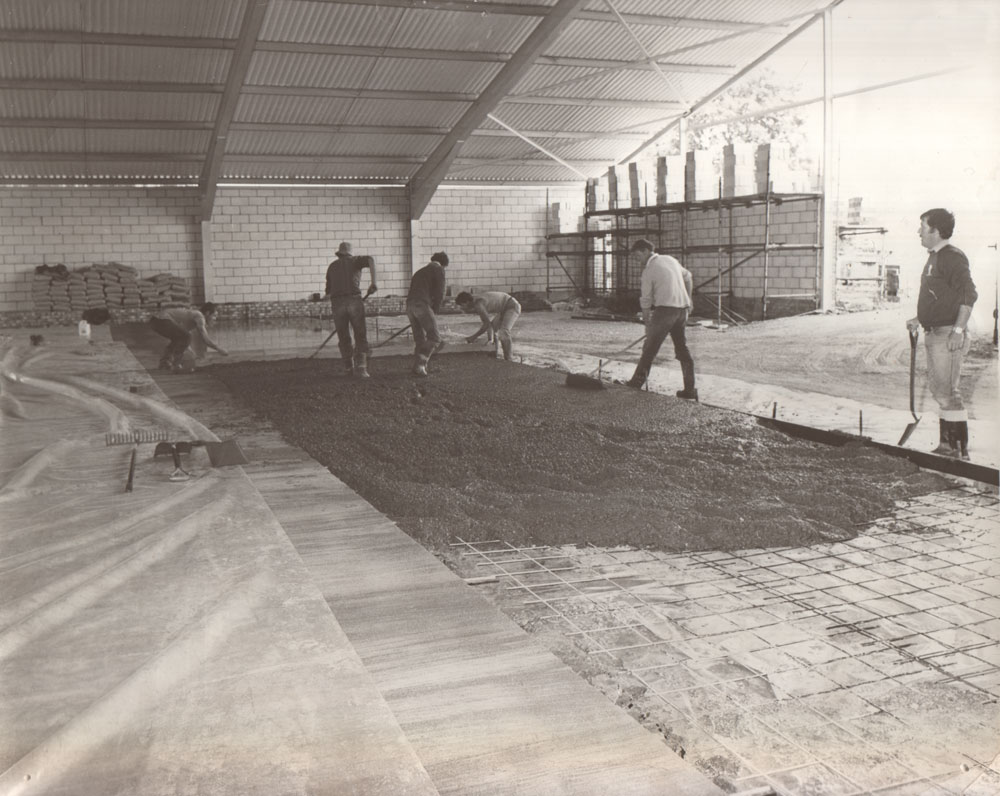 Concrete floor laid at Wisbech Hudson Sports Centre in the 1980s
